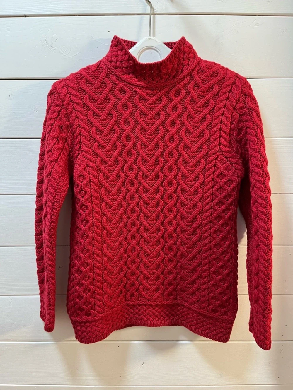 ARAN MÓR Red Cable Knit Sweater Size S - Picture 3 of 11